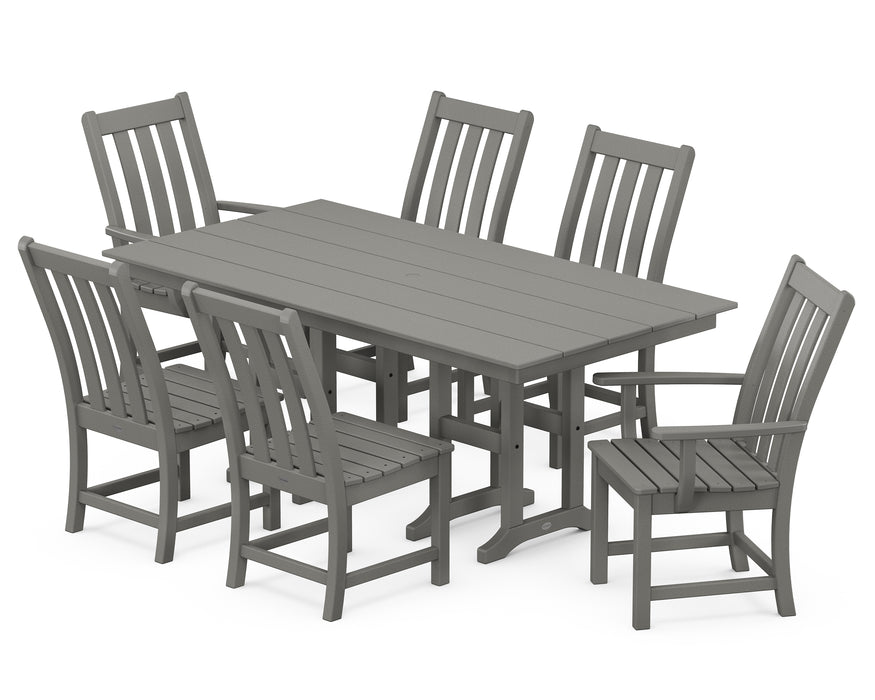 POLYWOOD Vineyard 7-Piece Farmhouse Dining Set in Slate Grey