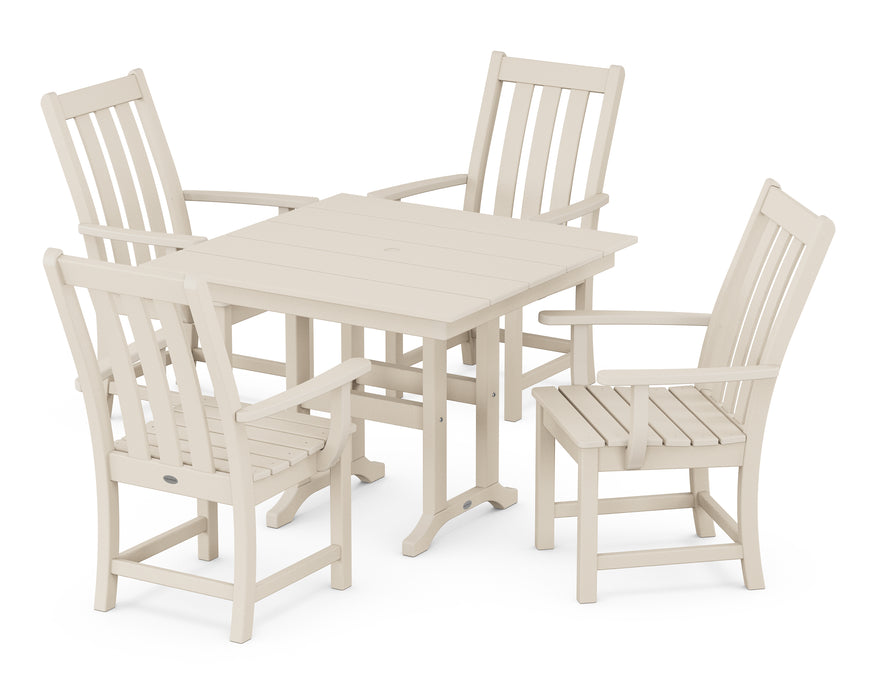 POLYWOOD Vineyard 5-Piece Farmhouse Dining Set in Sand