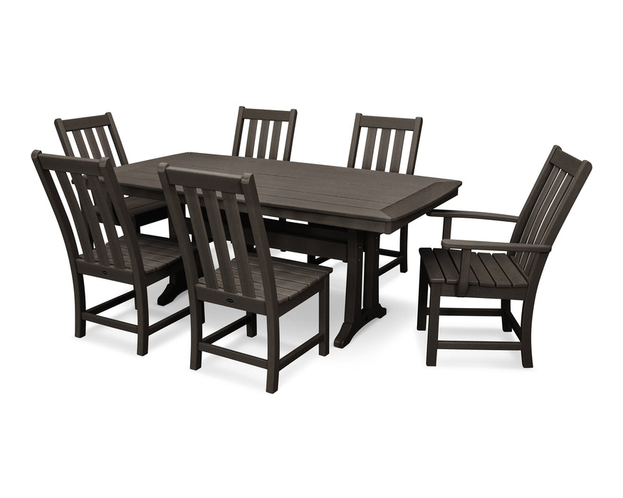 POLYWOOD Vineyard 7-Piece Dining Set with Trestle Legs in Vintage Coffee