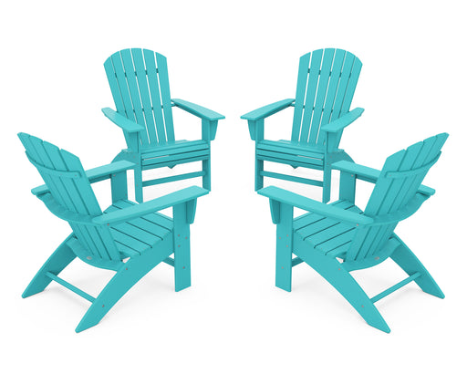 POLYWOOD 4-Piece Nautical Curveback Adirondack Chair Conversation Set in Aruba image