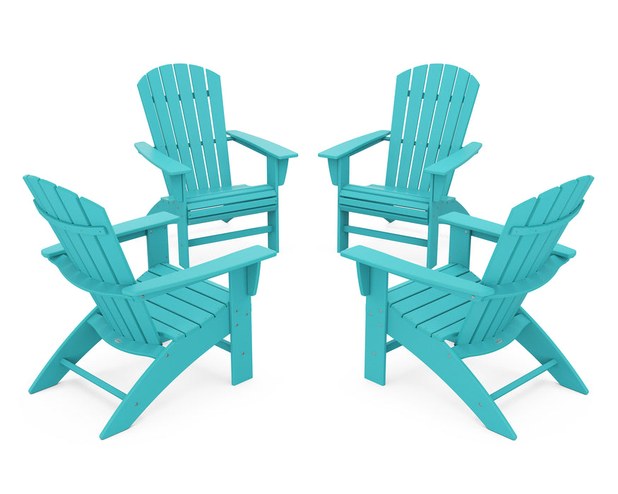 POLYWOOD 4-Piece Nautical Curveback Adirondack Chair Conversation Set in Aruba image