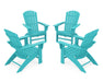 POLYWOOD 4-Piece Nautical Curveback Adirondack Chair Conversation Set in Aruba image