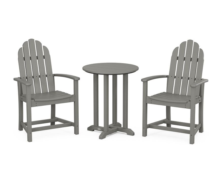 POLYWOOD Classic Adirondack 3-Piece Round Dining Set in Slate Grey