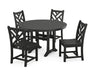 POLYWOOD Chippendale Side Chair 5-Piece Round Dining Set With Trestle Legs in Black image