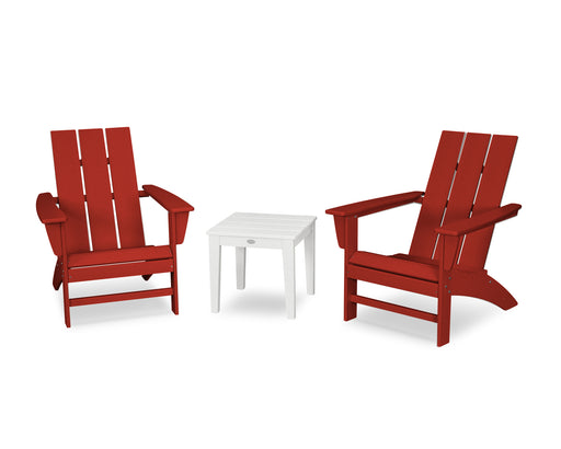 POLYWOOD Modern Adirondack 3-Piece Set in Crimson Red / White image