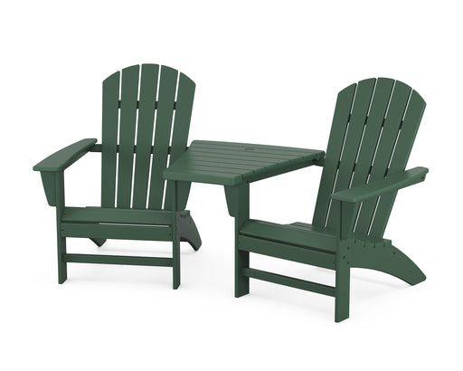 POLYWOOD Nautical 3-Piece Adirondack Set with Angled Connecting Table in Green image