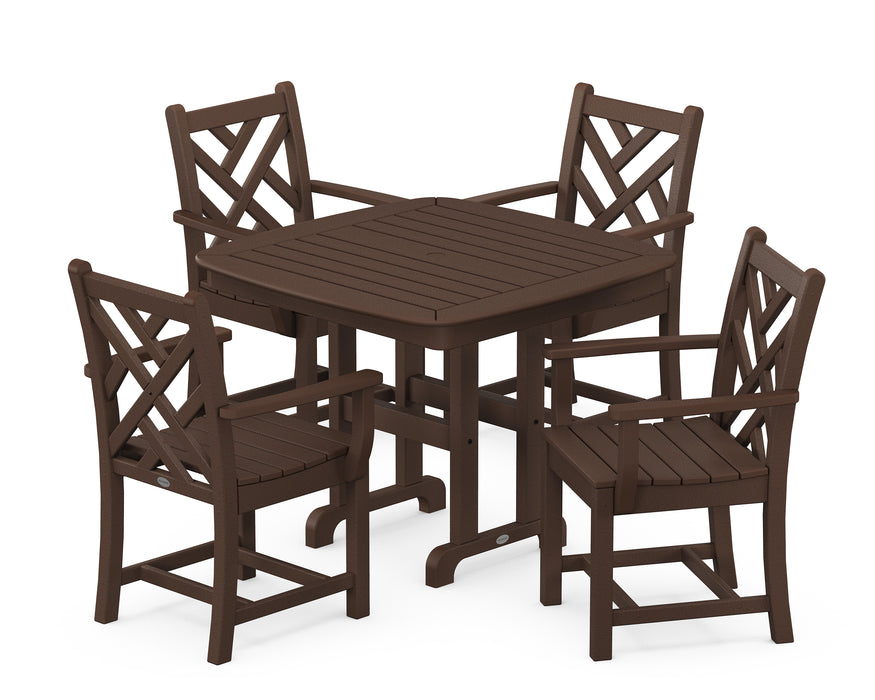 POLYWOOD Chippendale 5-Piece Dining Set in Mahogany