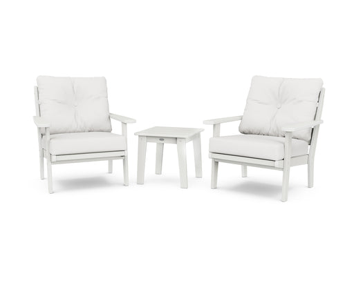 POLYWOOD Lakeside 3-Piece Deep Seating Chair Set in Vintage White / Natural Linen image