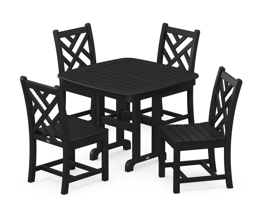 POLYWOOD Chippendale 5-Piece Side Chair Dining Set in Black