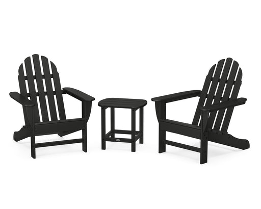 POLYWOOD Classic Adirondack 3-Piece Set with South Beach 18" Side Table in Black image