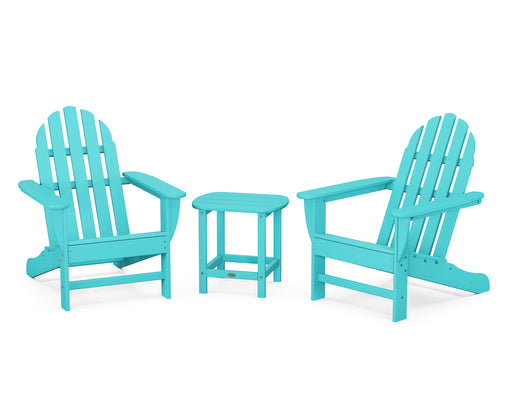 POLYWOOD Classic Adirondack 3-Piece Set with South Beach 18" Side Table in Aruba image