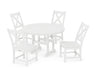 POLYWOOD Braxton Side Chair 5-Piece Round Dining Set in White image