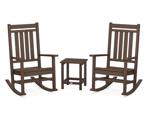 POLYWOOD Estate 3-Piece Rocking Chair Set with Long Island 18" Side Table in Mahogany image