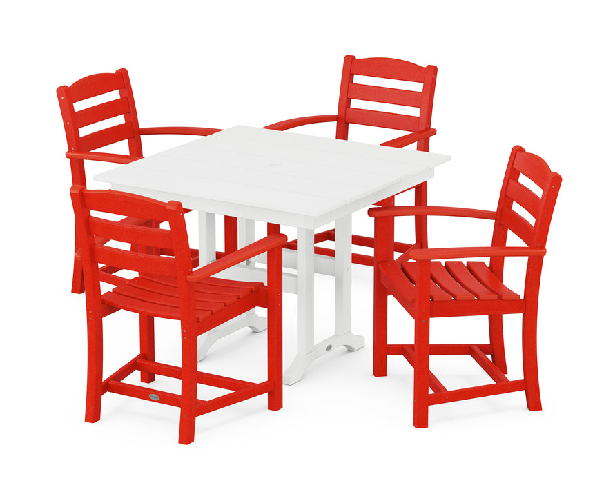 POLYWOOD La Casa Cafe 5-Piece Farmhouse Dining Set in Sunset Red