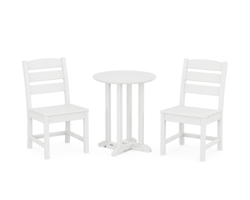 POLYWOOD Lakeside Side Chair 3-Piece Round Dining Set in White