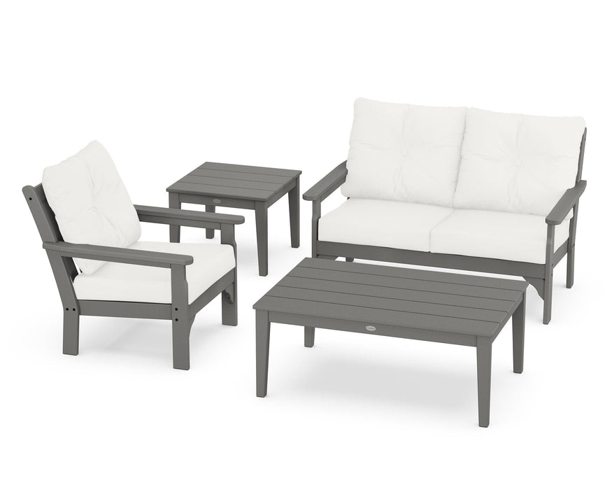 POLYWOOD Vineyard 4-Piece Deep Seating Set in Slate Grey / Natural Linen