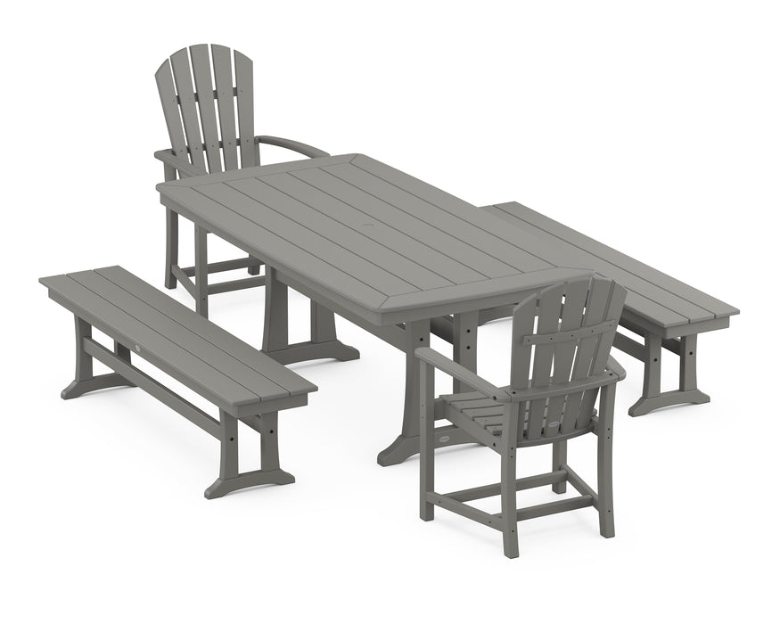 POLYWOOD Palm Coast 5-Piece Dining Set with Trestle Legs in Slate Grey