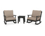 POLYWOOD Braxton 3-Piece Deep Seating Rocker Set in Black / Sancy Shale image