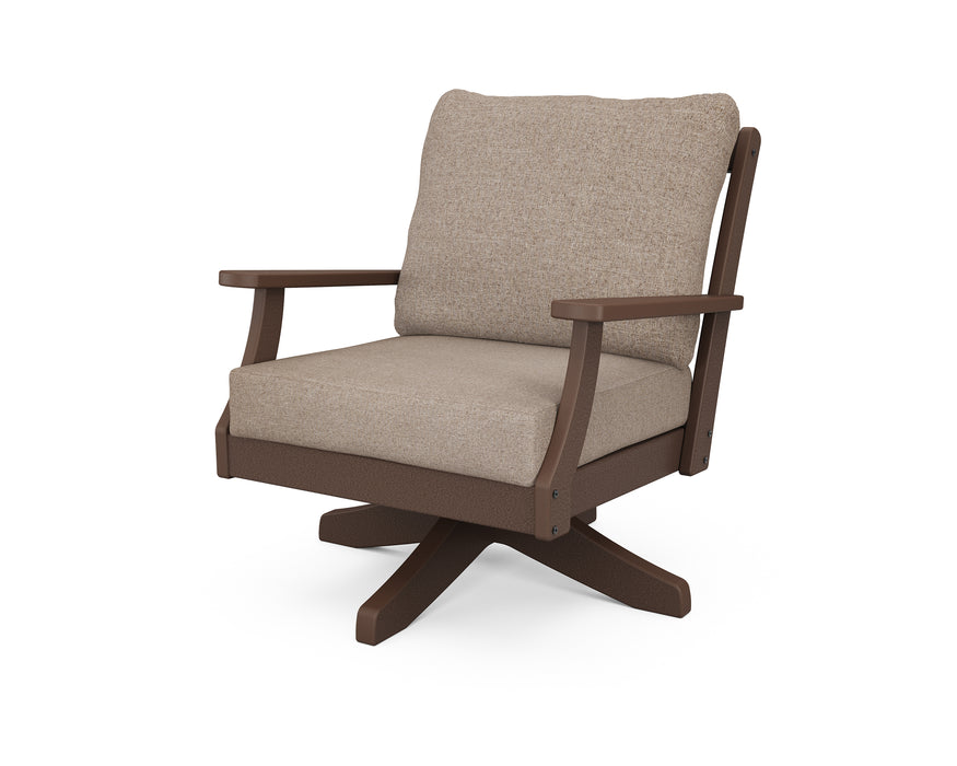 POLYWOOD Braxton Deep Seating Swivel Chair in Mahogany / Spiced Burlap