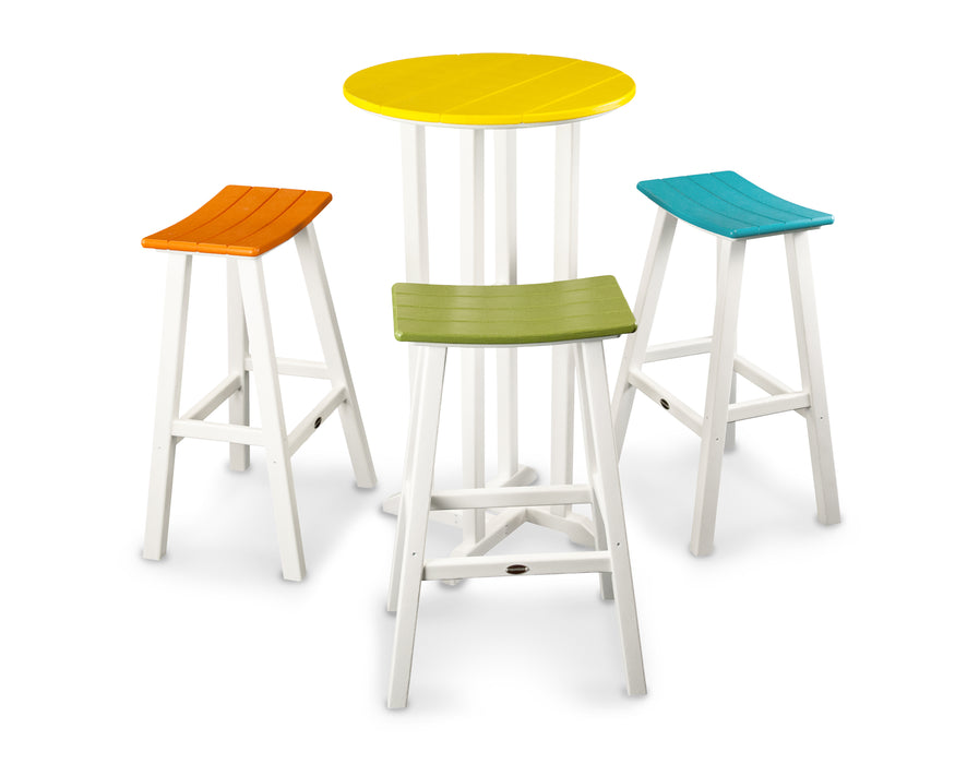 POLYWOOD Contempo 4-Piece Saddle Bar Stool Set in White / Tangerine / Lime / Aruba / Lemon image