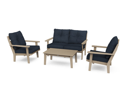 POLYWOOD Lakeside 4-Piece Deep Seating Set in Vintage Sahara / Marine Indigo image