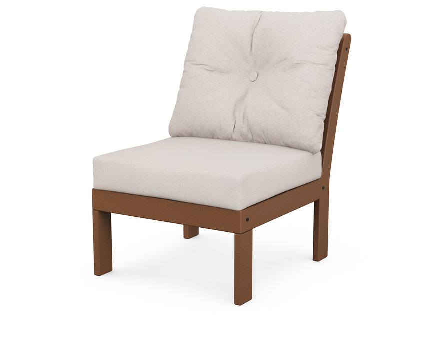 POLYWOOD Vineyard Modular Armless Chair in Teak / Dune Burlap