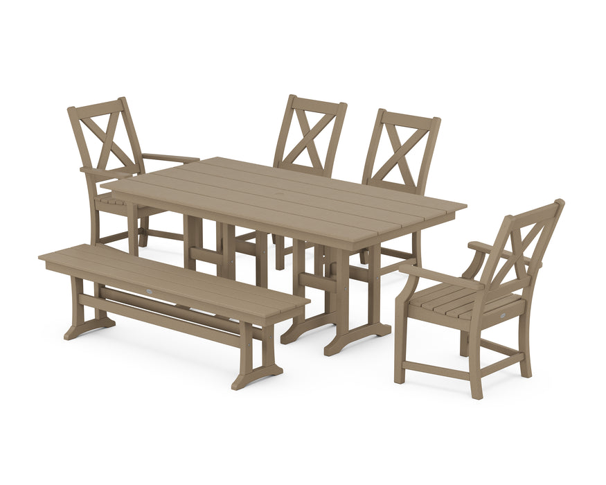 POLYWOOD Braxton 6-Piece Farmhouse Dining Set in Vintage Sahara