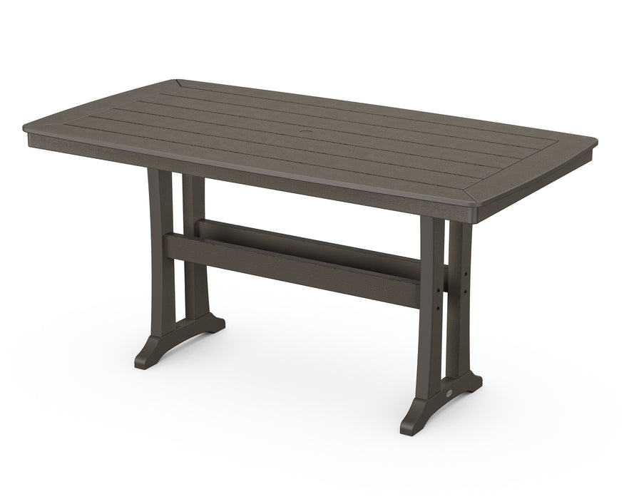 POLYWOOD Nautical Trestle 38" x 73" Counter Table in Vintage Coffee