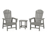 POLYWOOD South Beach Casual Chair 3-Piece Set with 18" South Beach Side Table in Slate Grey image