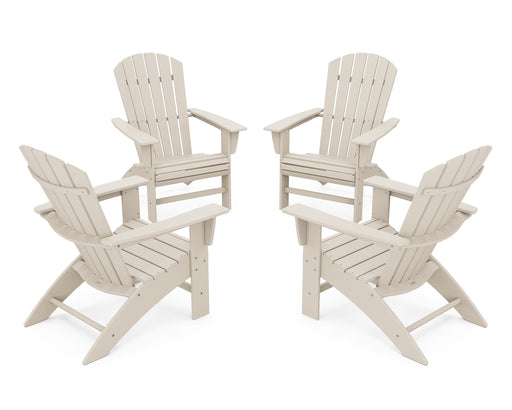 POLYWOOD 4-Piece Nautical Curveback Adirondack Chair Conversation Set in Sand image