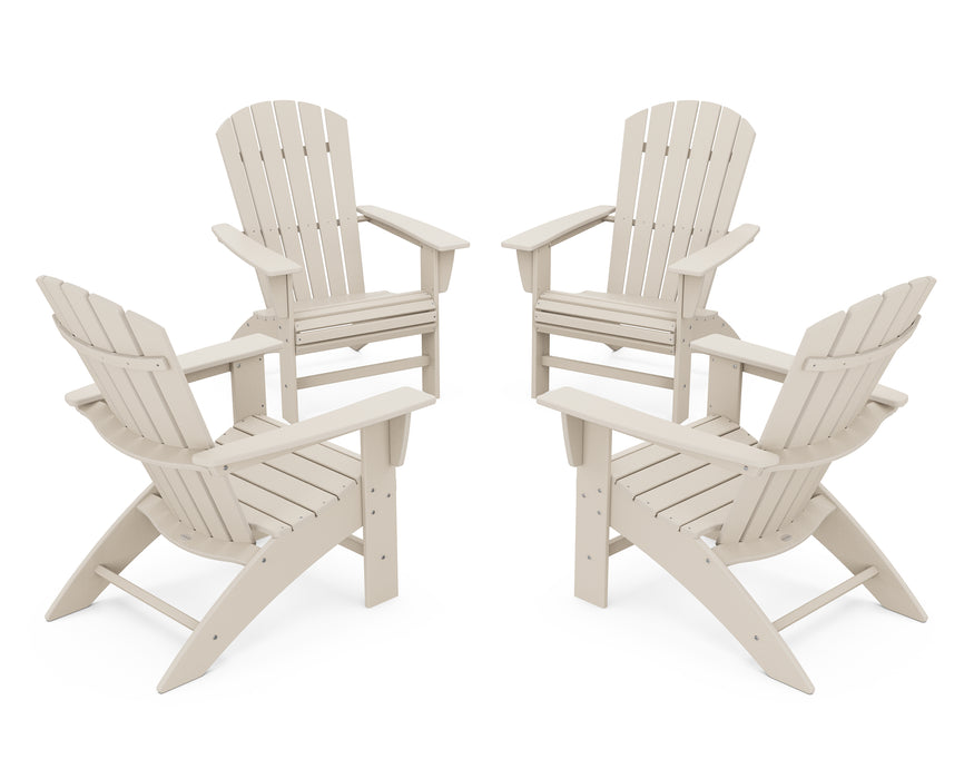 POLYWOOD 4-Piece Nautical Curveback Adirondack Chair Conversation Set in Sand image