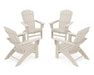 POLYWOOD 4-Piece Nautical Curveback Adirondack Chair Conversation Set in Sand image