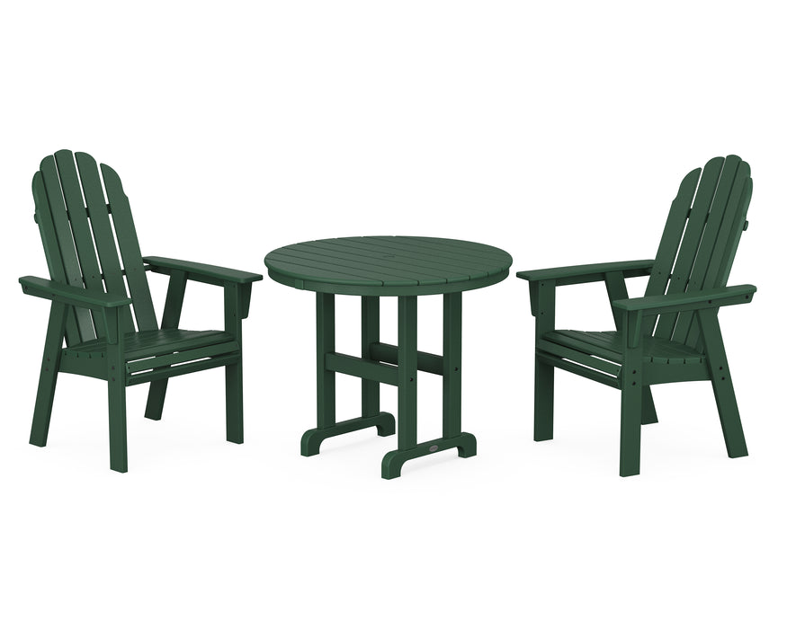 POLYWOOD Vineyard Adirondack 3-Piece Round Dining Set in Green