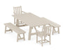 POLYWOOD Traditional Garden 5-Piece Rustic Farmhouse Dining Set With Benches in Sand image