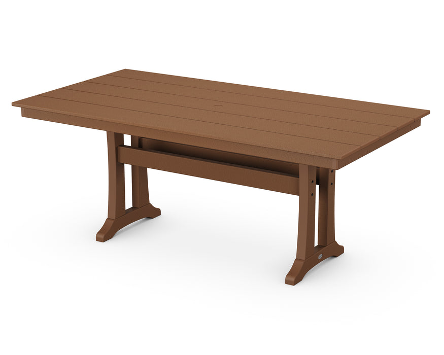 POLYWOOD Farmhouse Trestle 37" x 72" Dining Table in Teak