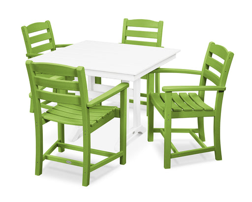 POLYWOOD La Casa Cafe 5-Piece Farmhouse Trestle Arm Chair Dining Set in Lime / White image