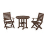 POLYWOOD Signature Folding Chair 3-Piece Round Farmhouse Dining Set in Mahogany image