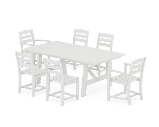 POLYWOOD La Casa Cafe 7-Piece Rustic Farmhouse Dining Set in White image