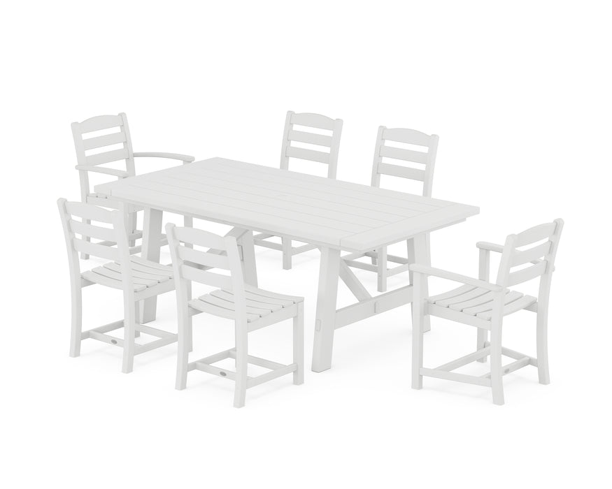 POLYWOOD La Casa Cafe 7-Piece Rustic Farmhouse Dining Set in White image