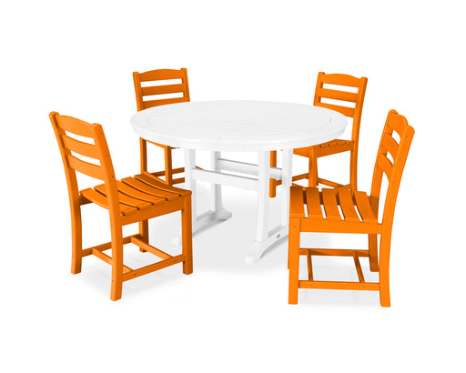 POLYWOOD La Casa Cafe 5-Piece Side Chair Dining Set in Tangerine / White image