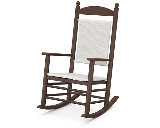 POLYWOOD Jefferson Woven Rocking Chair in Mahogany / White Loom image