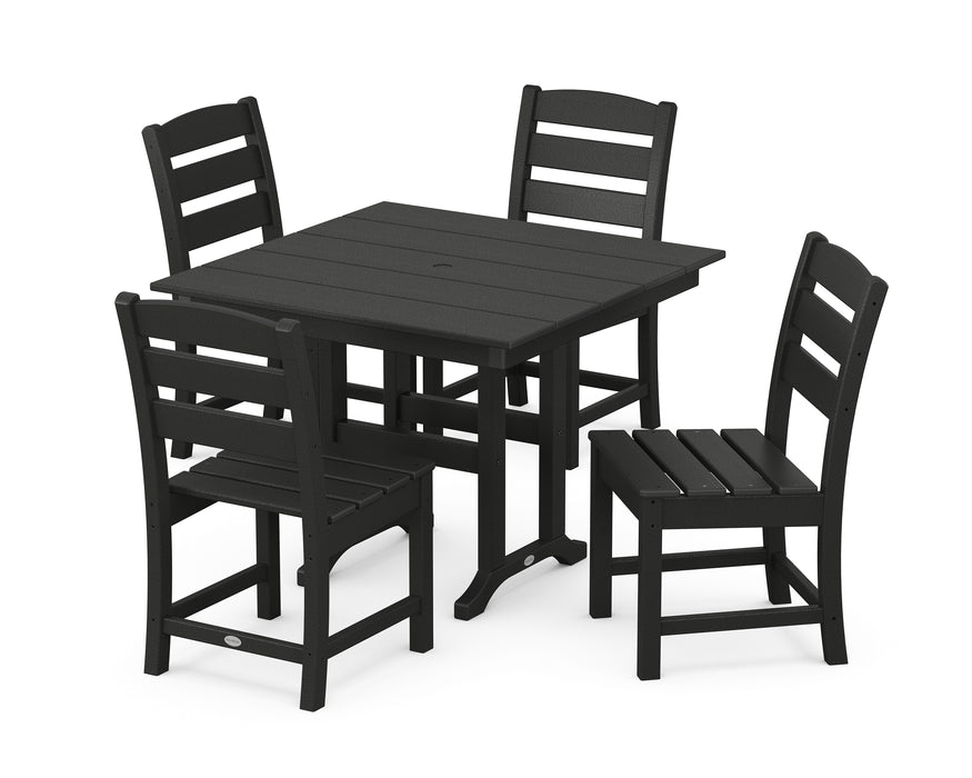 POLYWOOD Lakeside Side Chair 5-Piece Farmhouse Dining Set in Black image