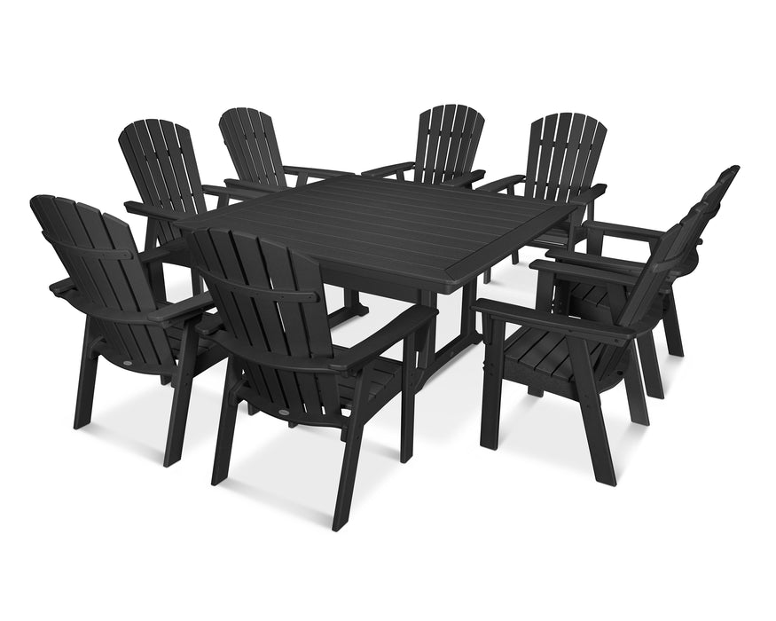 POLYWOOD Nautical Adirondack 9-Piece Trestle Dining Set in Black image