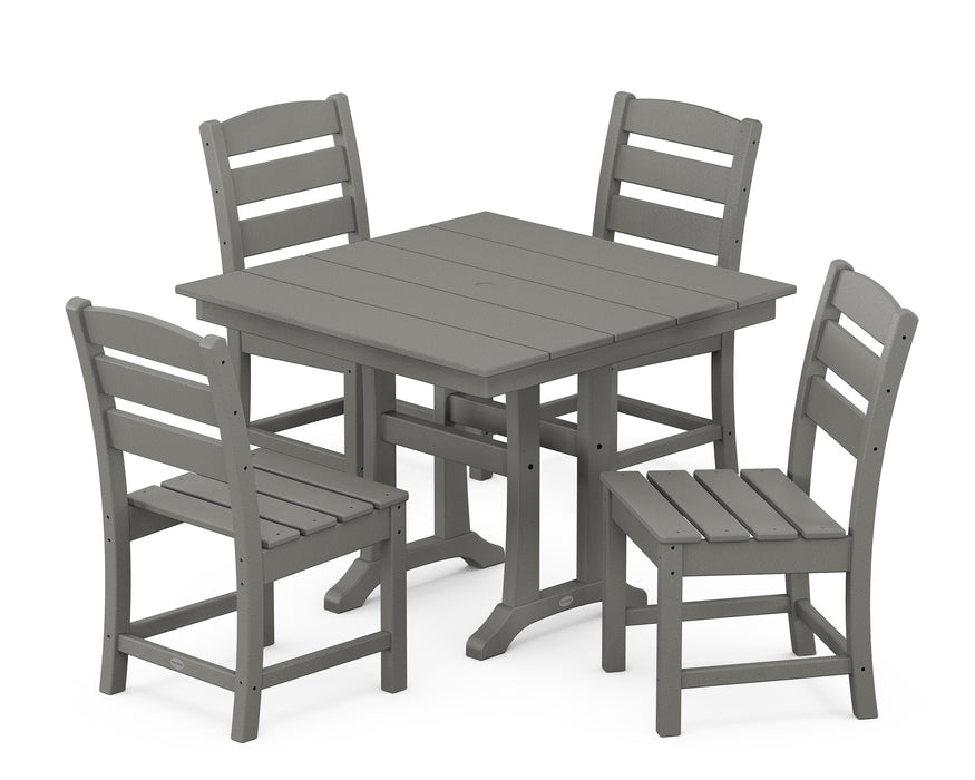 POLYWOOD Lakeside 5-Piece Farmhouse Trestle Side Chair Dining Set in Slate Grey image