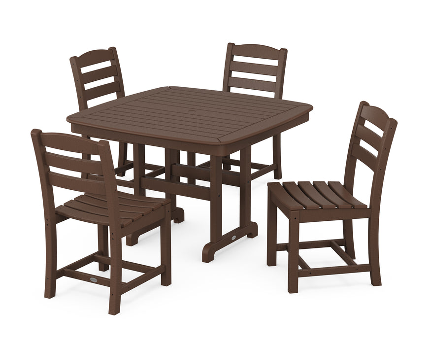 POLYWOOD La Casa Cafe Side Chair 5-Piece Dining Set with Trestle Legs in Mahogany