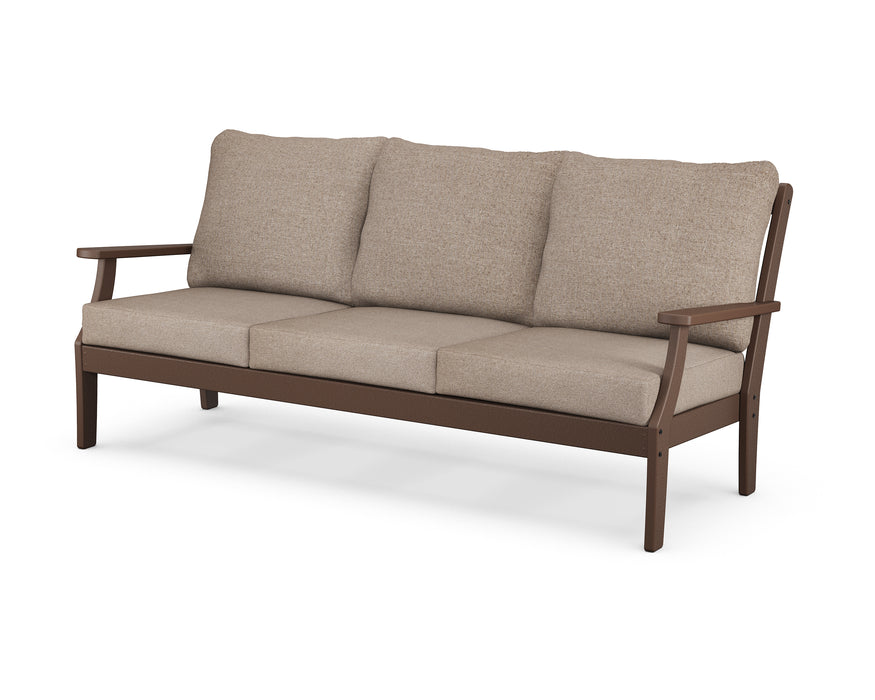 POLYWOOD Braxton Deep Seating Sofa in Mahogany / Spiced Burlap