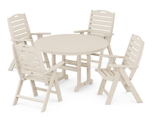 POLYWOOD Nautical 5-Piece Round Farmhouse Dining Set in Sand image