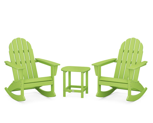 POLYWOOD Vineyard 3-Piece Adirondack Rocking Chair Set with South Beach 18" Side Table in Lime image