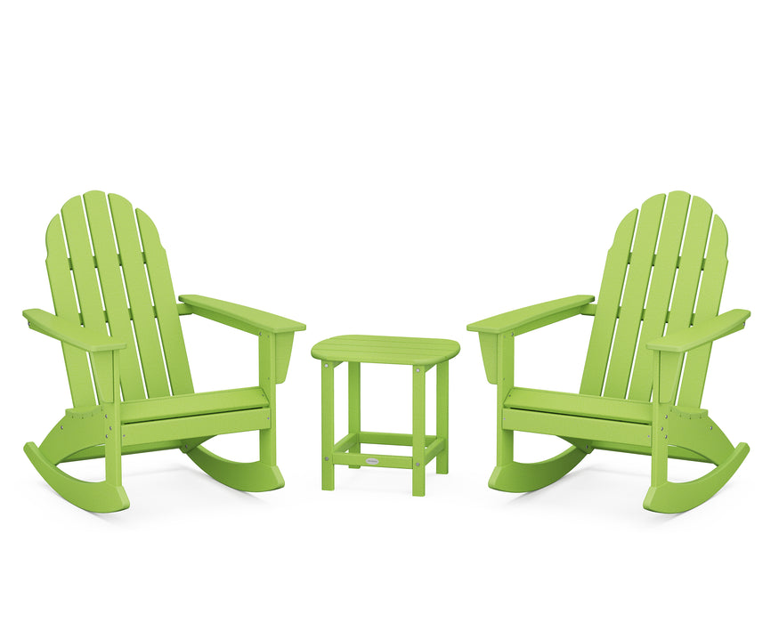 POLYWOOD Vineyard 3-Piece Adirondack Rocking Chair Set with South Beach 18" Side Table in Lime image