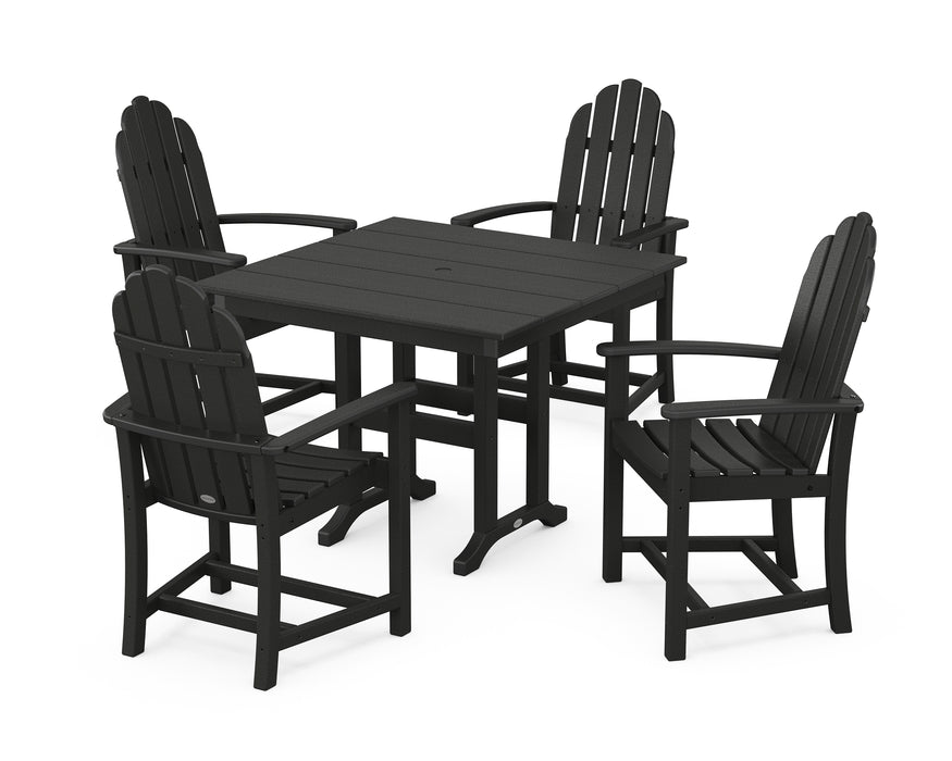 POLYWOOD Classic Adirondack 5-Piece Farmhouse Dining Set in Black